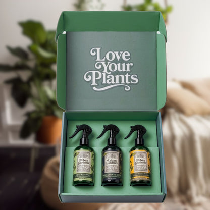 Houseplant Total Care Gift Box | Everything a Plant Lover Needs - Three bottles for Growth, For Shine, For Bugs
