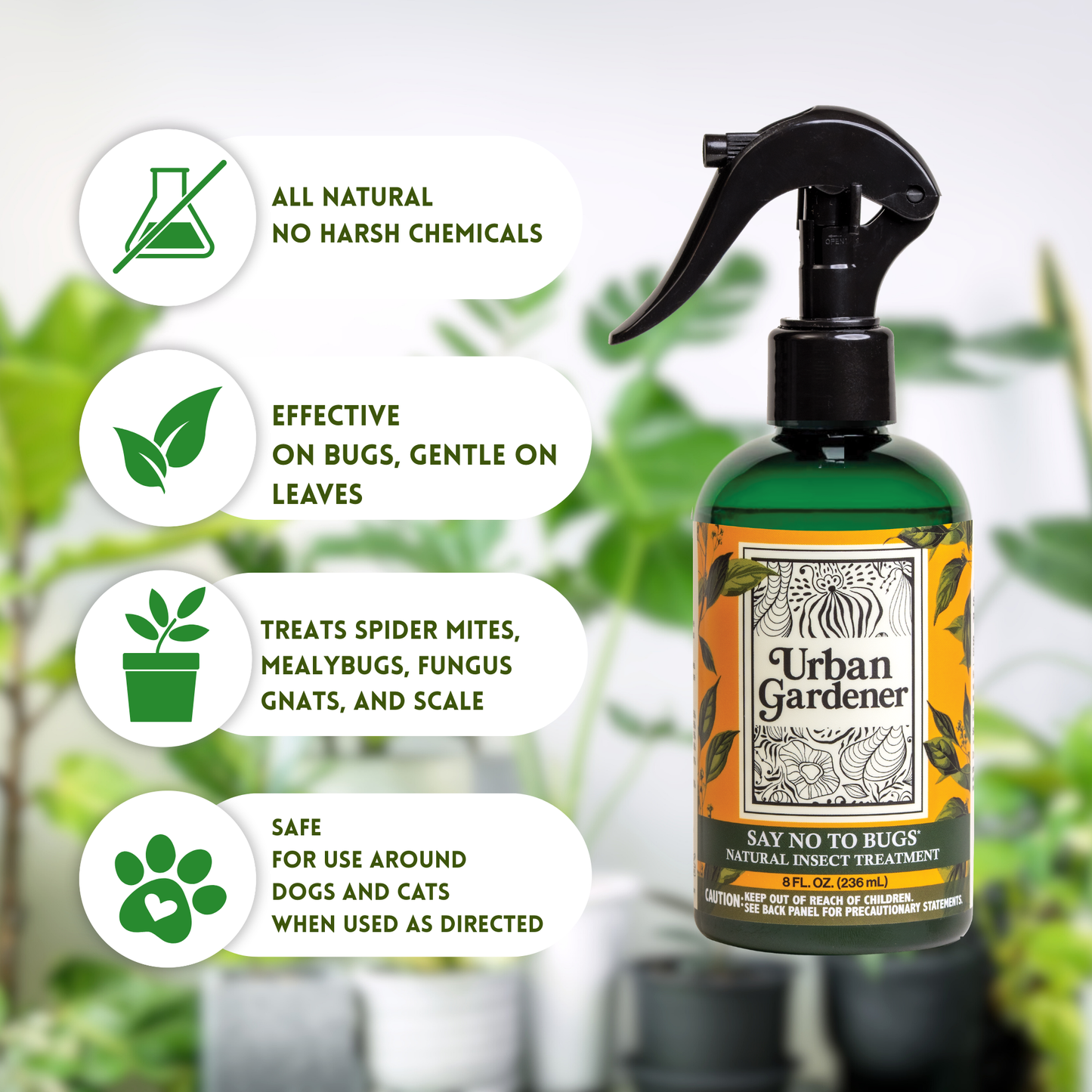 Natural Insect Treatment for Houseplants | Treats Mealybugs, Fungus Gnats and Spider Mites - Say No To Bugs